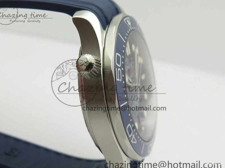 0321 Lightweight 2018 Seamaster Diver 300M VSF 1:1 Best Edition Blue Ceramic Blue Dial on Blue Rubber Strap A8800 V2 (Black Balance Wheel) 7961